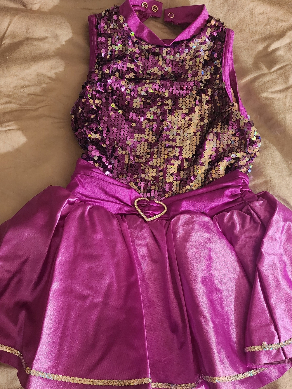 Weissman Shimmering Purple Sequin Dance Dress with Heart Accent